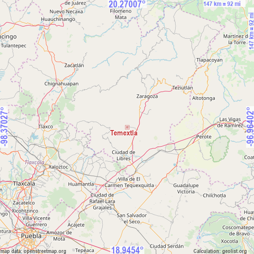 Temextla on map