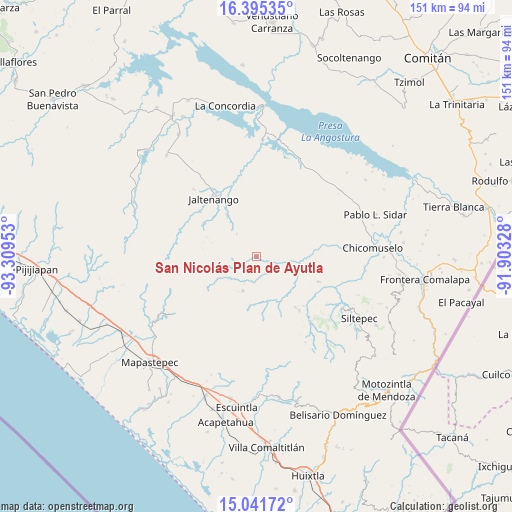 San Nicolás Plan de Ayutla on map