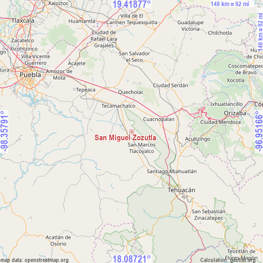 San Miguel Zozutla on map