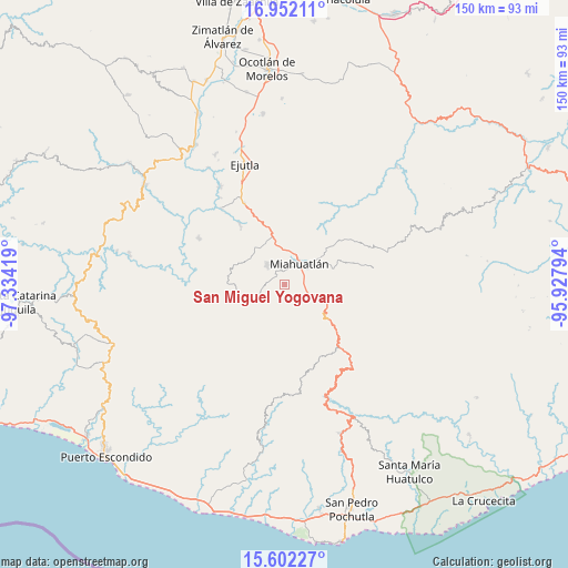 San Miguel Yogovana on map