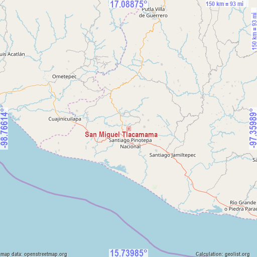 San Miguel Tlacamama on map