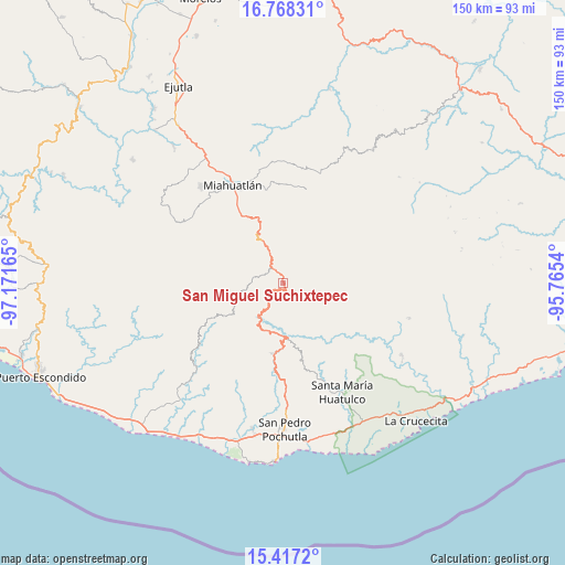 San Miguel Suchixtepec on map