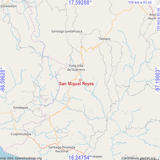 San Miguel Reyes on map