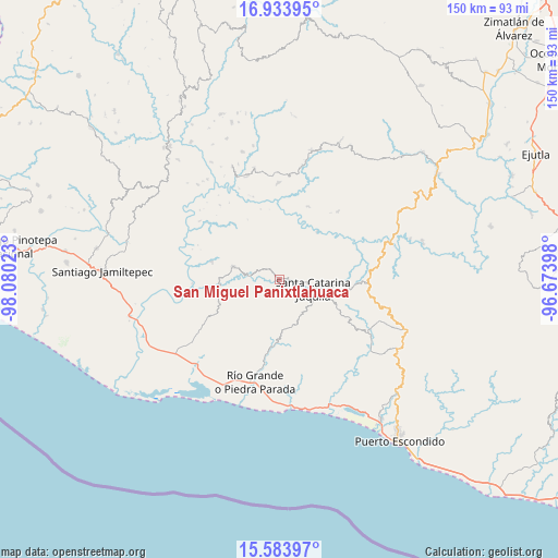 San Miguel Panixtlahuaca on map