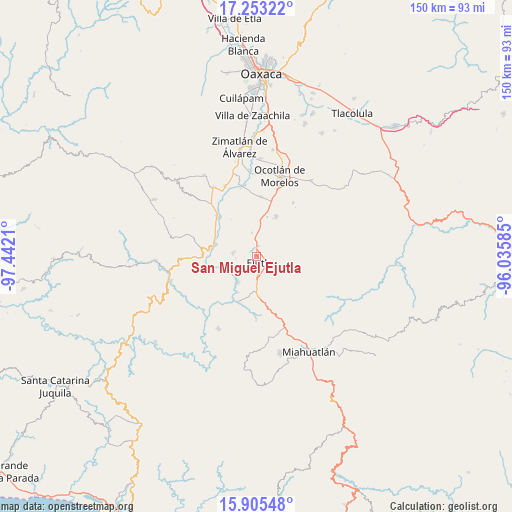 San Miguel Ejutla on map