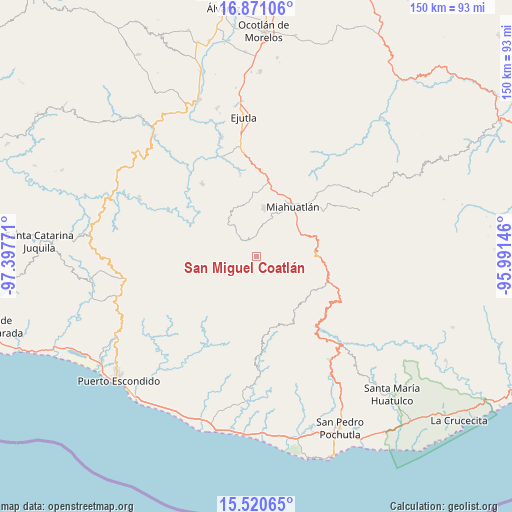 San Miguel Coatlán on map