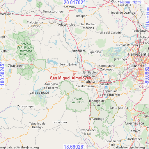San Miguel Almoloyan on map