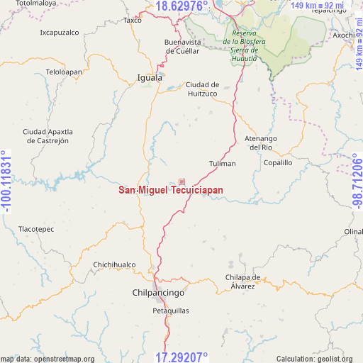San Miguel Tecuiciapan on map