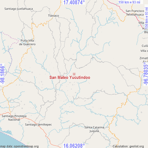 San Mateo Yucutindoo on map