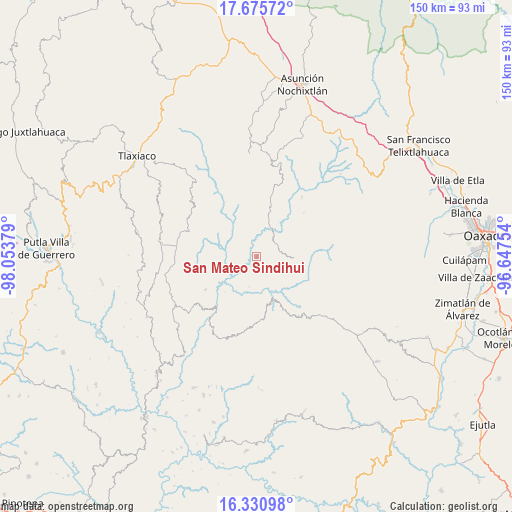 San Mateo Sindihui on map