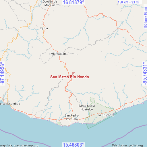 San Mateo Río Hondo on map