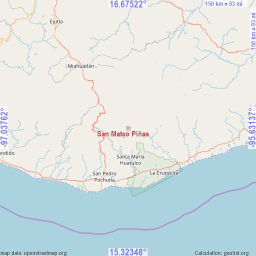 San Mateo Piñas on map