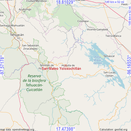 San Mateo Yoloxochitlán on map