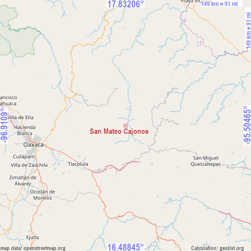 San Mateo Cajonos on map