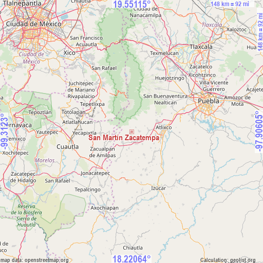 San Martín Zacatempa on map