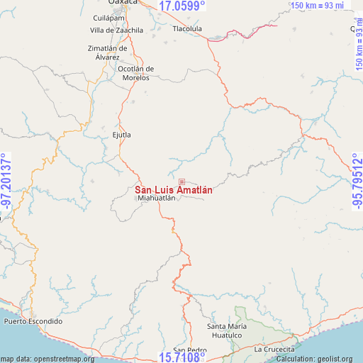 San Luis Amatlán on map