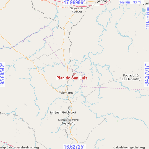 Plan de San Luis on map