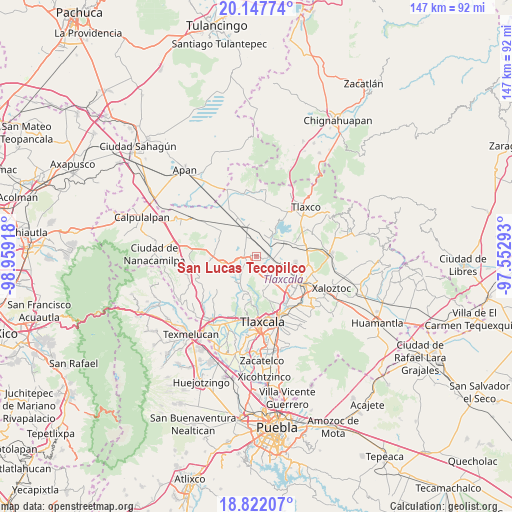 San Lucas Tecopilco on map