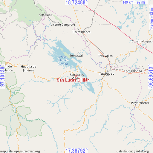 San Lucas Ojitlán on map