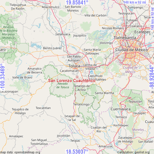 San Lorenzo Cuauhtenco on map