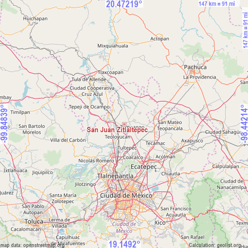 San Juan Zitlaltepec on map