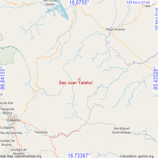 San Juan Yalahui on map