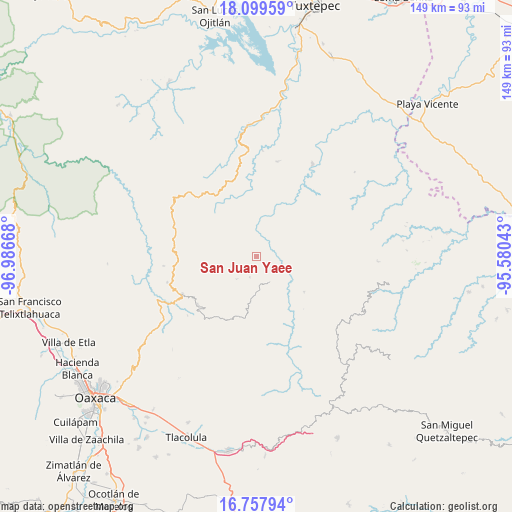 San Juan Yaee on map