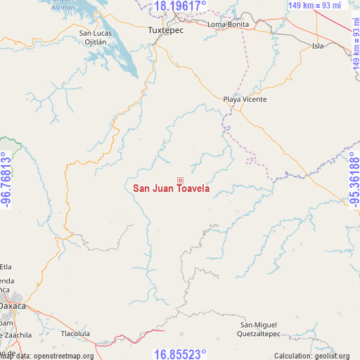 San Juan Toavela on map