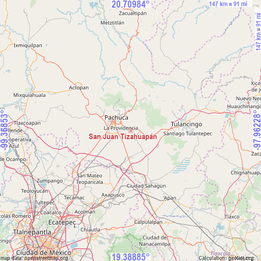 San Juan Tizahuapán on map