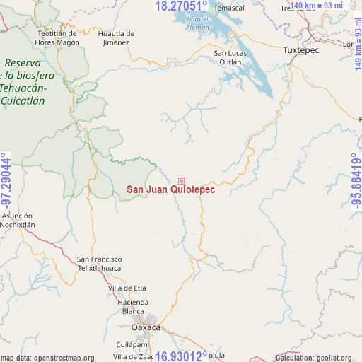 San Juan Quiotepec on map