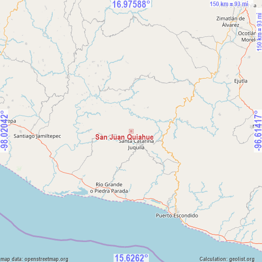 San Juan Quiahue on map