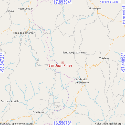 San Juan Piñas on map