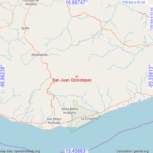 San Juan Ozolotepec on map