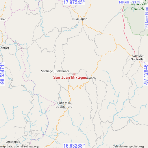 San Juan Mixtepec on map