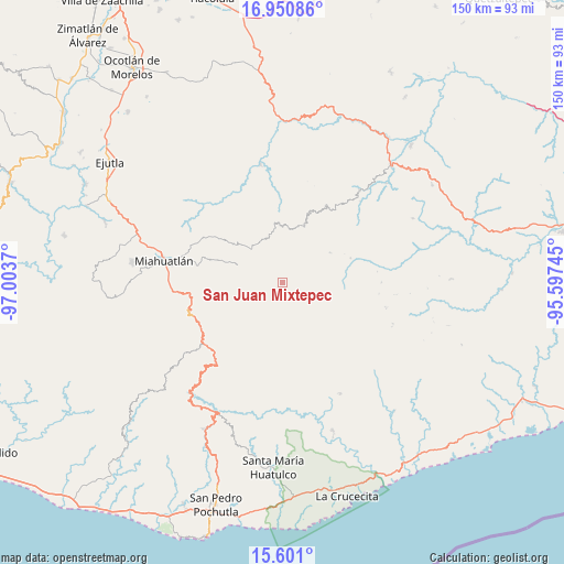 San Juan Mixtepec on map