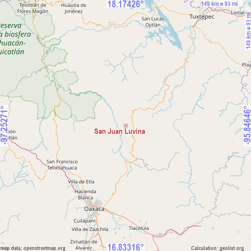 San Juan Luvina on map