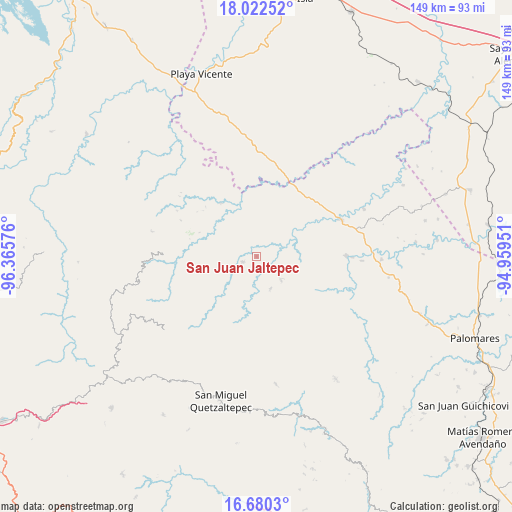 San Juan Jaltepec on map