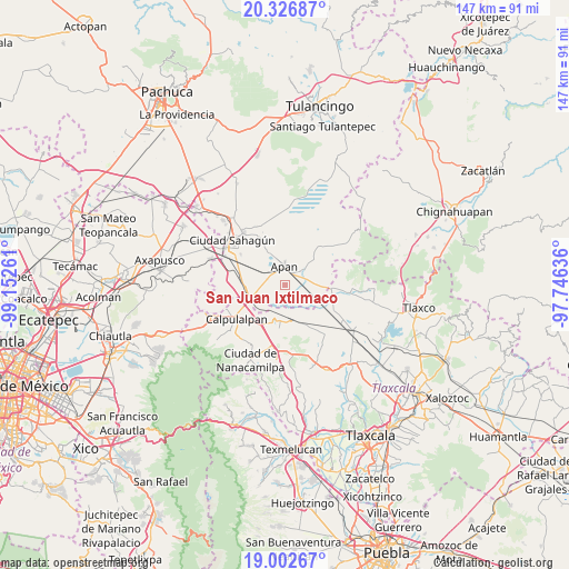 San Juan Ixtilmaco on map