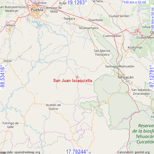 San Juan Ixcaquixtla on map