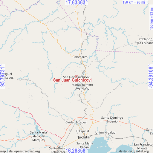 San Juan Guichicovi on map