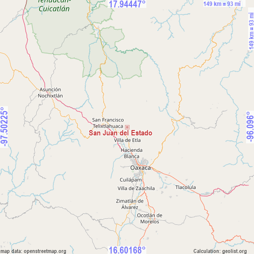 San Juan del Estado on map