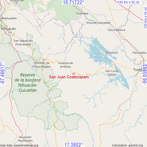 San Juan Coatzospam on map