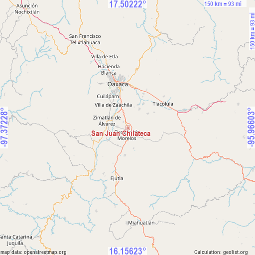 San Juan Chilateca on map