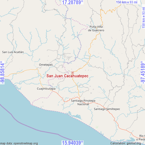 San Juan Cacahuatepec on map