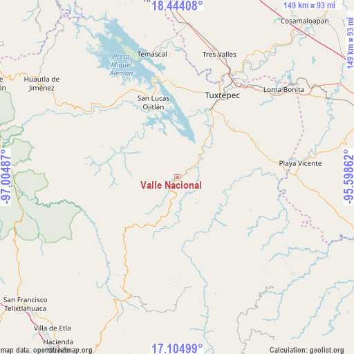Valle Nacional on map