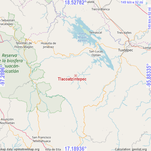 Tlacoatzintepec on map