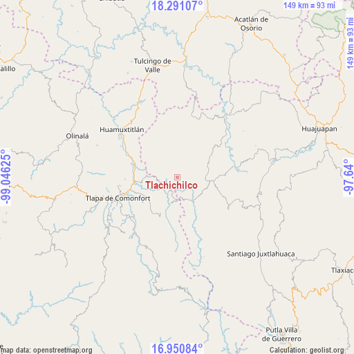 Tlachichilco on map