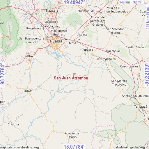 San Juan Atzompa on map