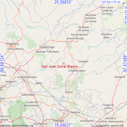 San José Corral Blanco on map