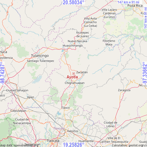 Ayotla on map